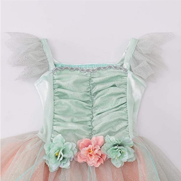NWT Fairy Costume Dress for Girls, Green Princess Flower Girl Dress, Tutu Dress - Picture 5 of 10